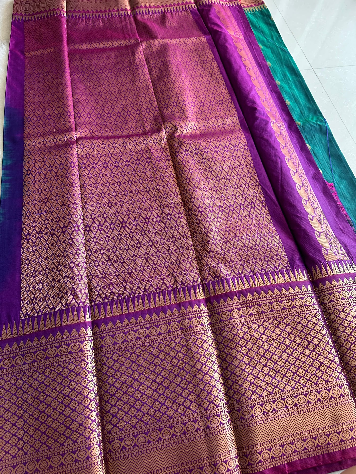 Peacock Blue Semi Kanchivaram Pattu Saree