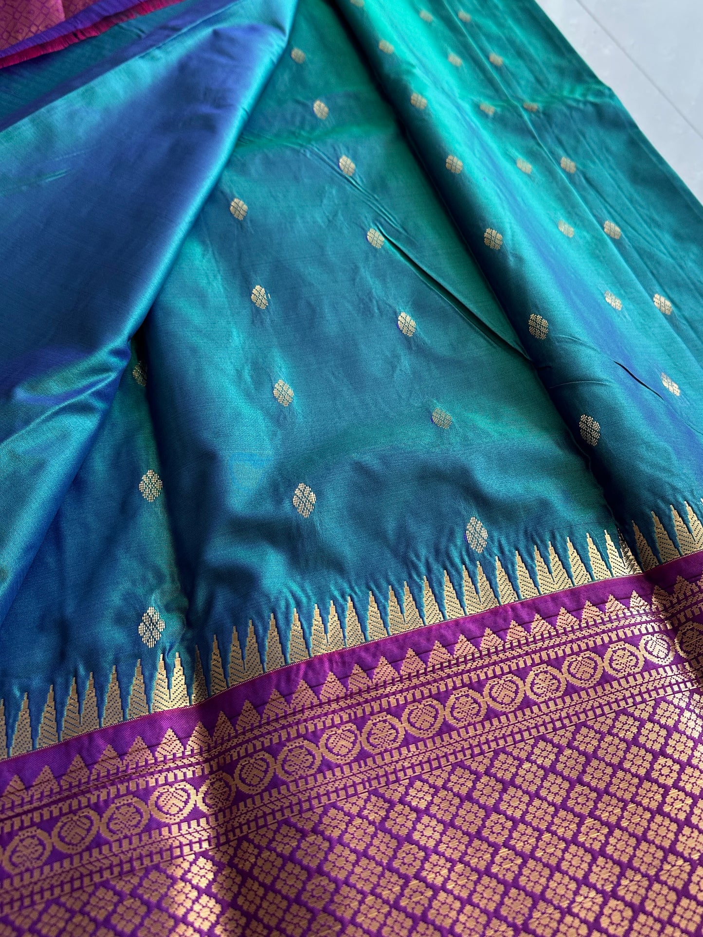 Peacock Blue Semi Kanchivaram Pattu Saree