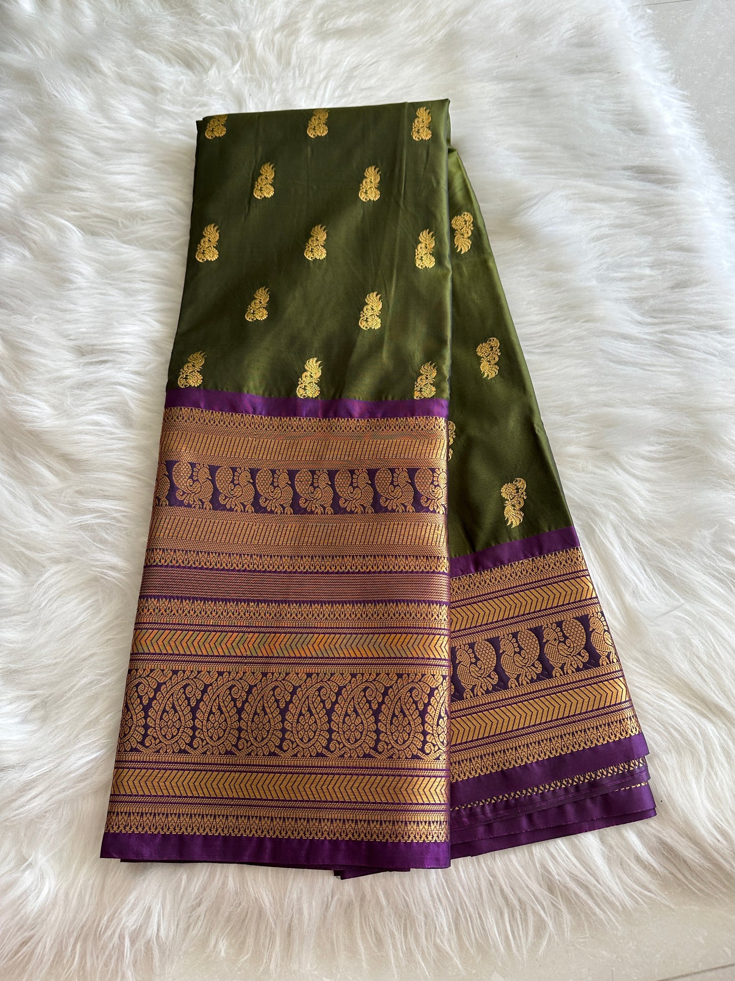 Mehendi Green Semi Kanchivaram Pattu v2.0