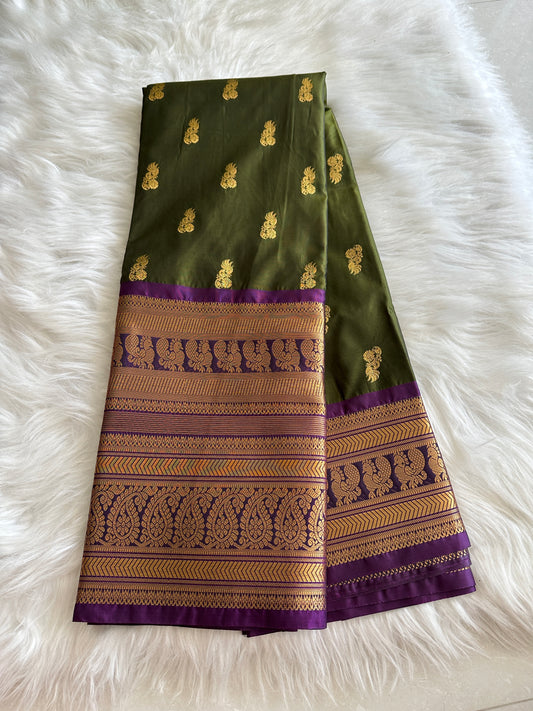 Mehendi Green Semi Kanchivaram Pattu v2.0
