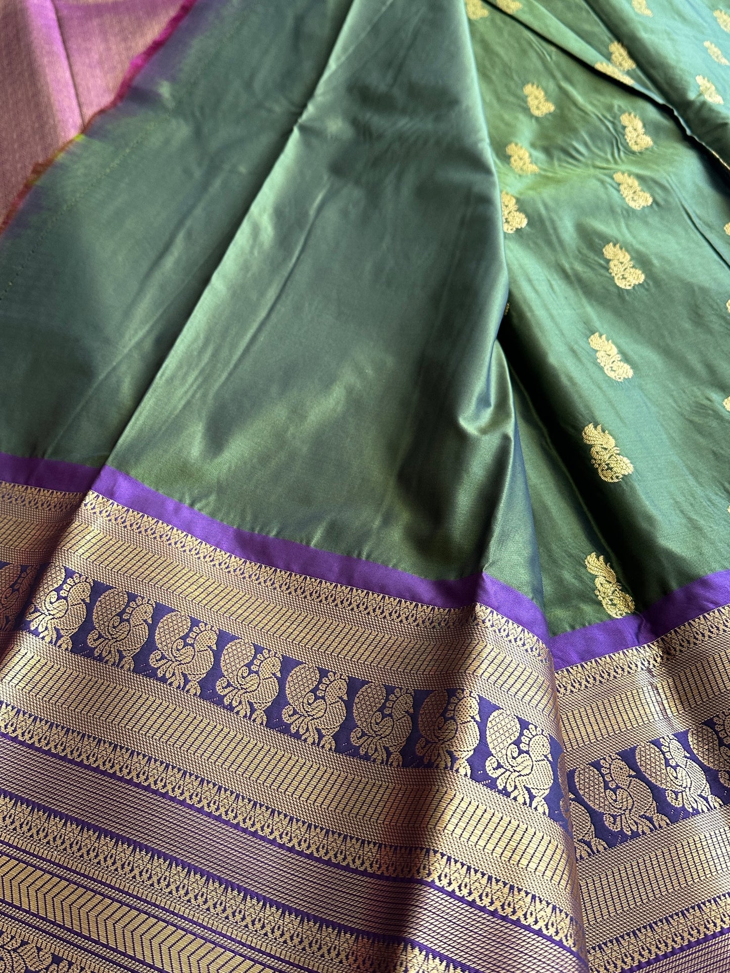 Mehendi Green Semi Kanchivaram Pattu v2.0