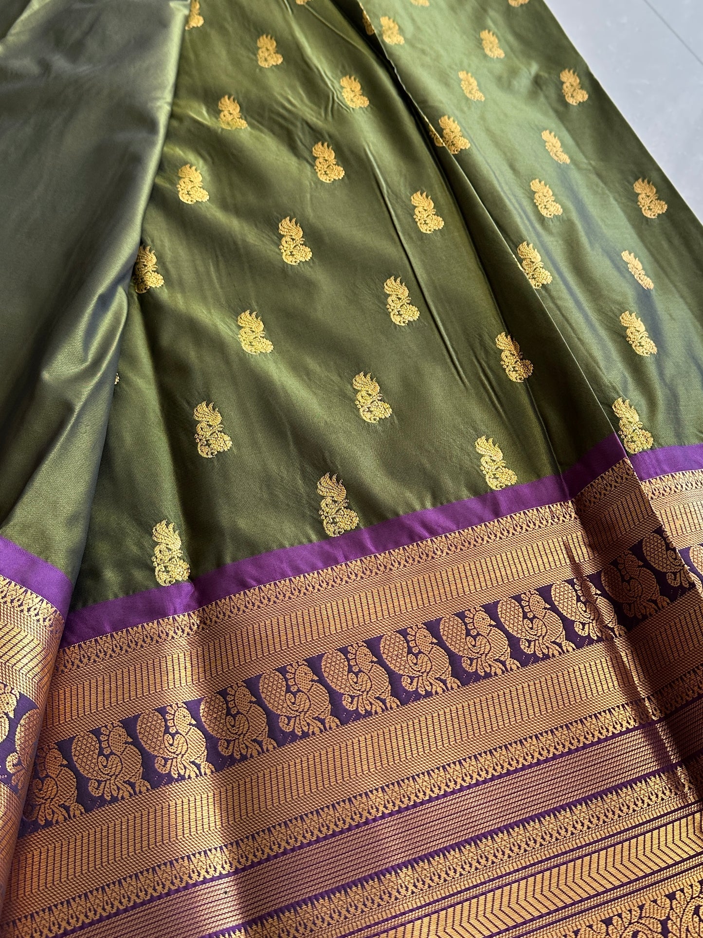 Mehendi Green Semi Kanchivaram Pattu v2.0