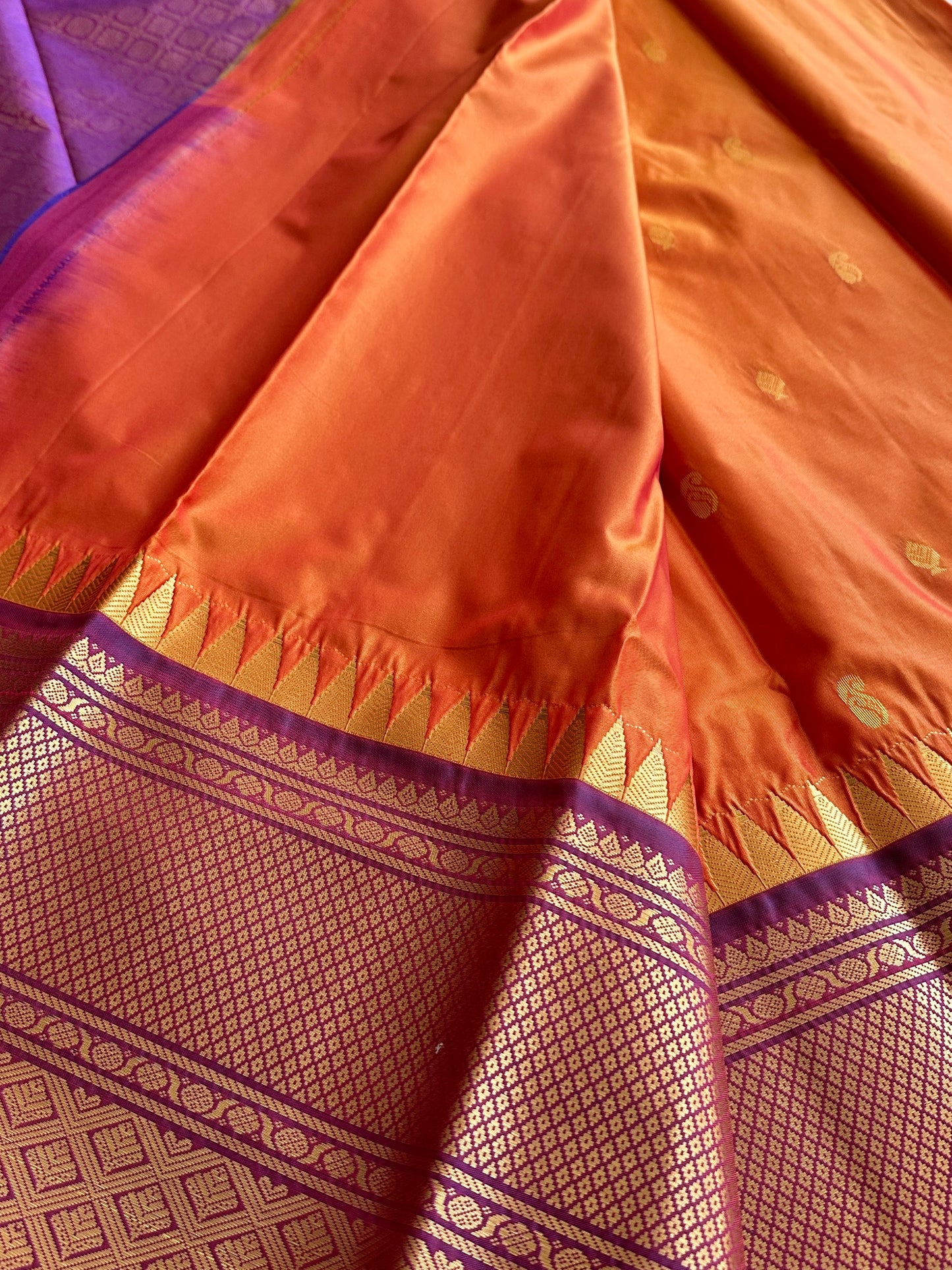 Bright Orange Semi Kanchivaram Pattu Saree