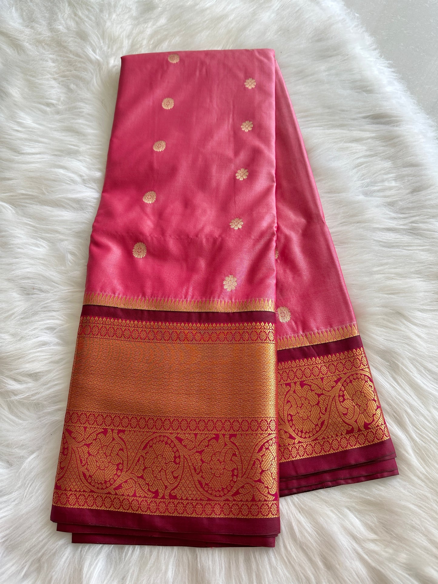 Powder Pink Semi Kanchivaram Pattu Saree