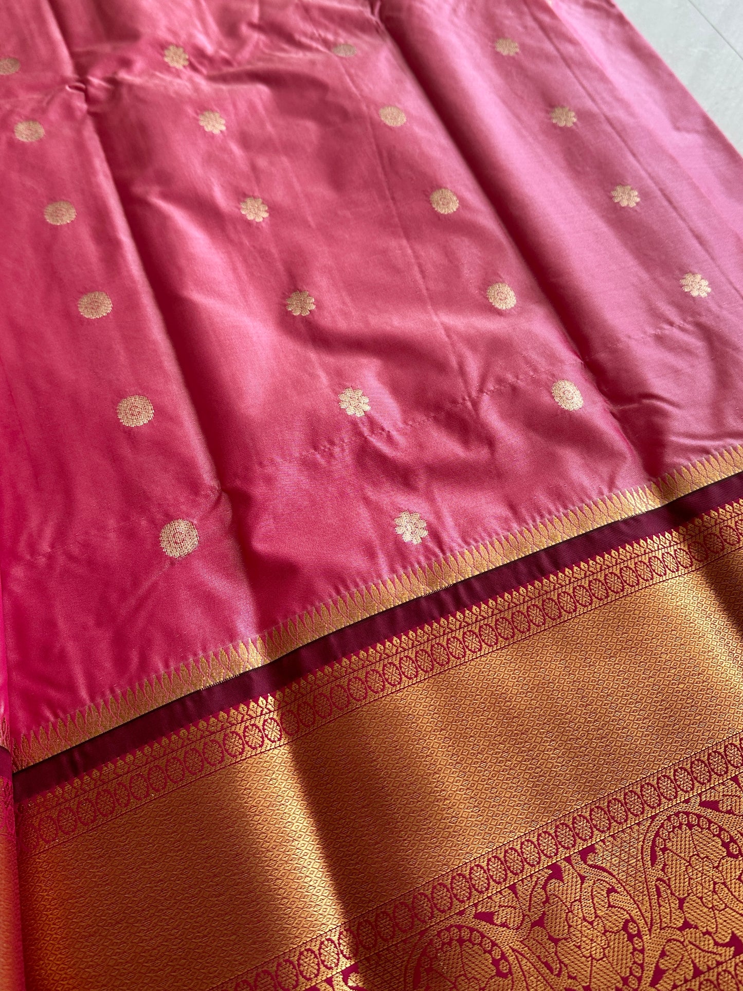 Powder Pink Semi Kanchivaram Pattu Saree