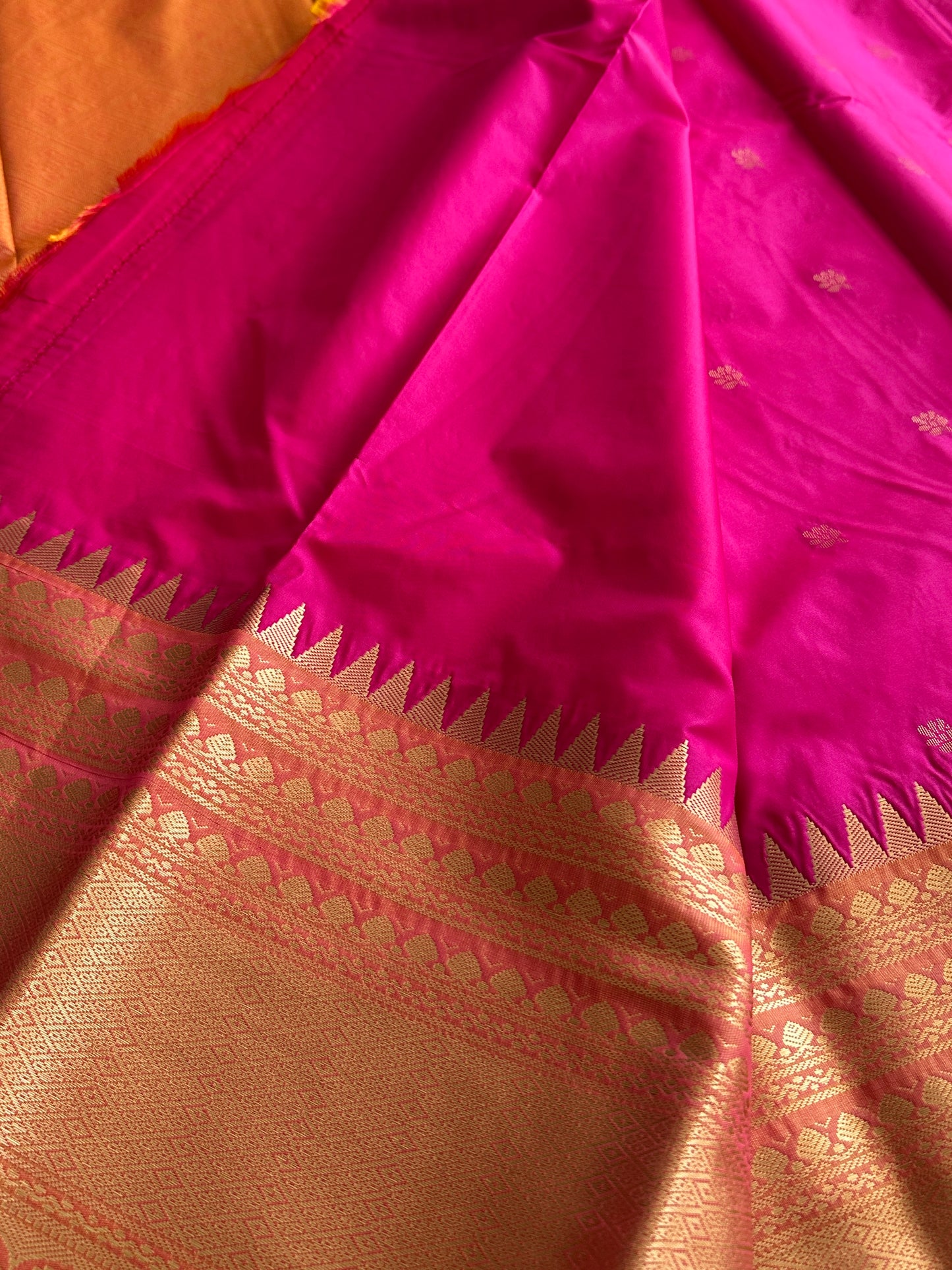 Pop pink Semi Kanchivaram Pattu Saree