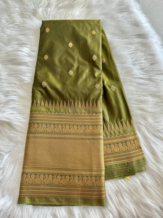 Henna Green Semi Kanchivaram Pattu Saree