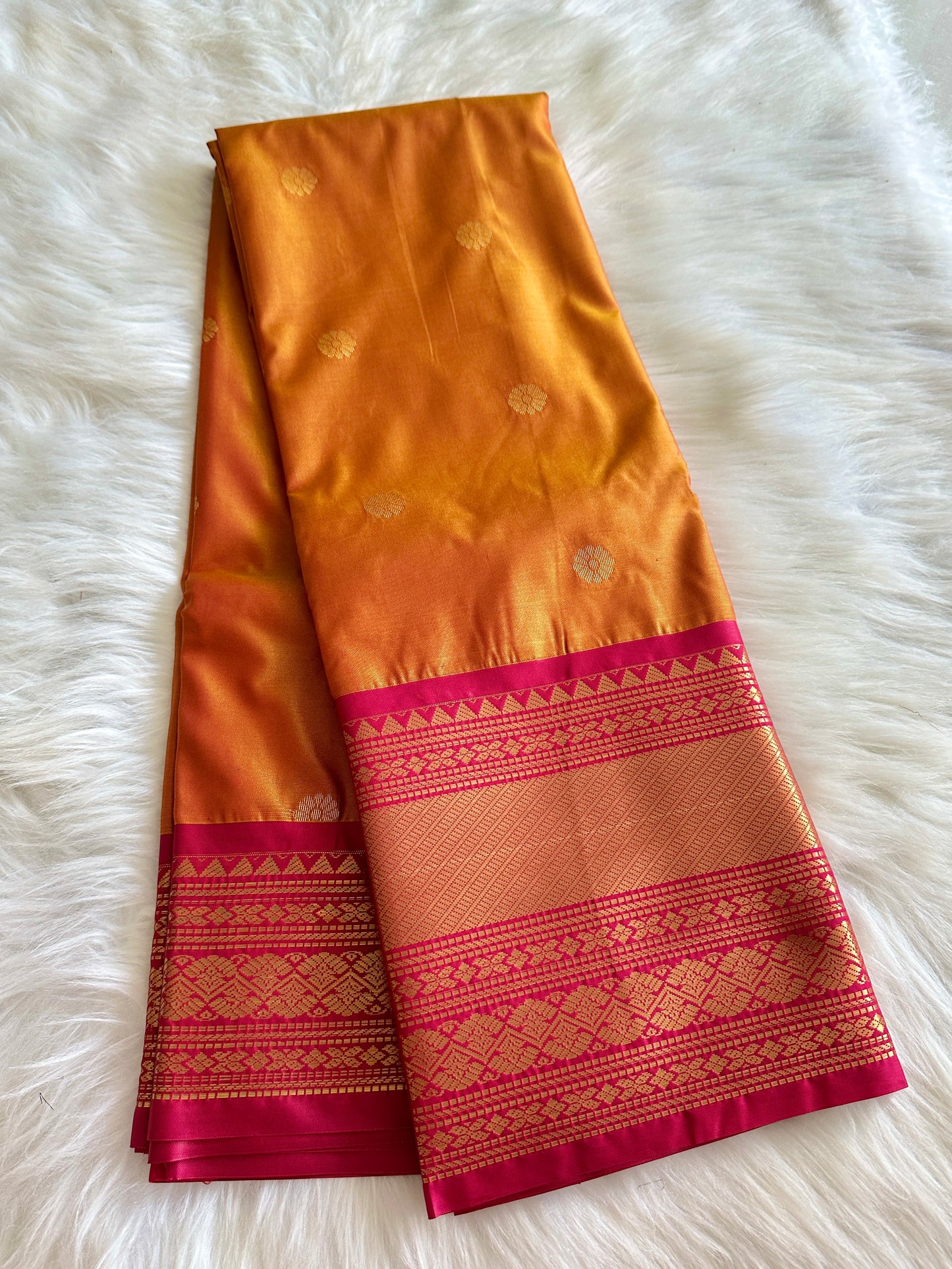 Dual Orange Semi Kanchivaram Pattu Saree