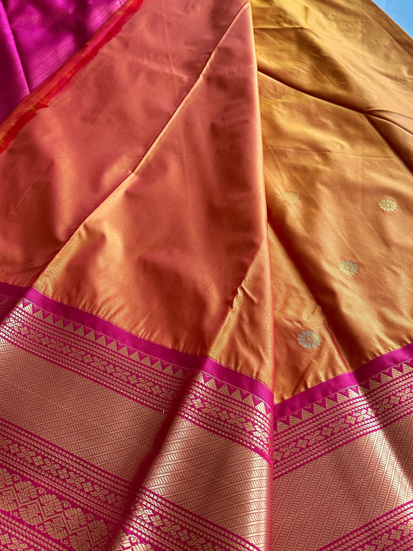 Dual Orange Semi Kanchivaram Pattu Saree