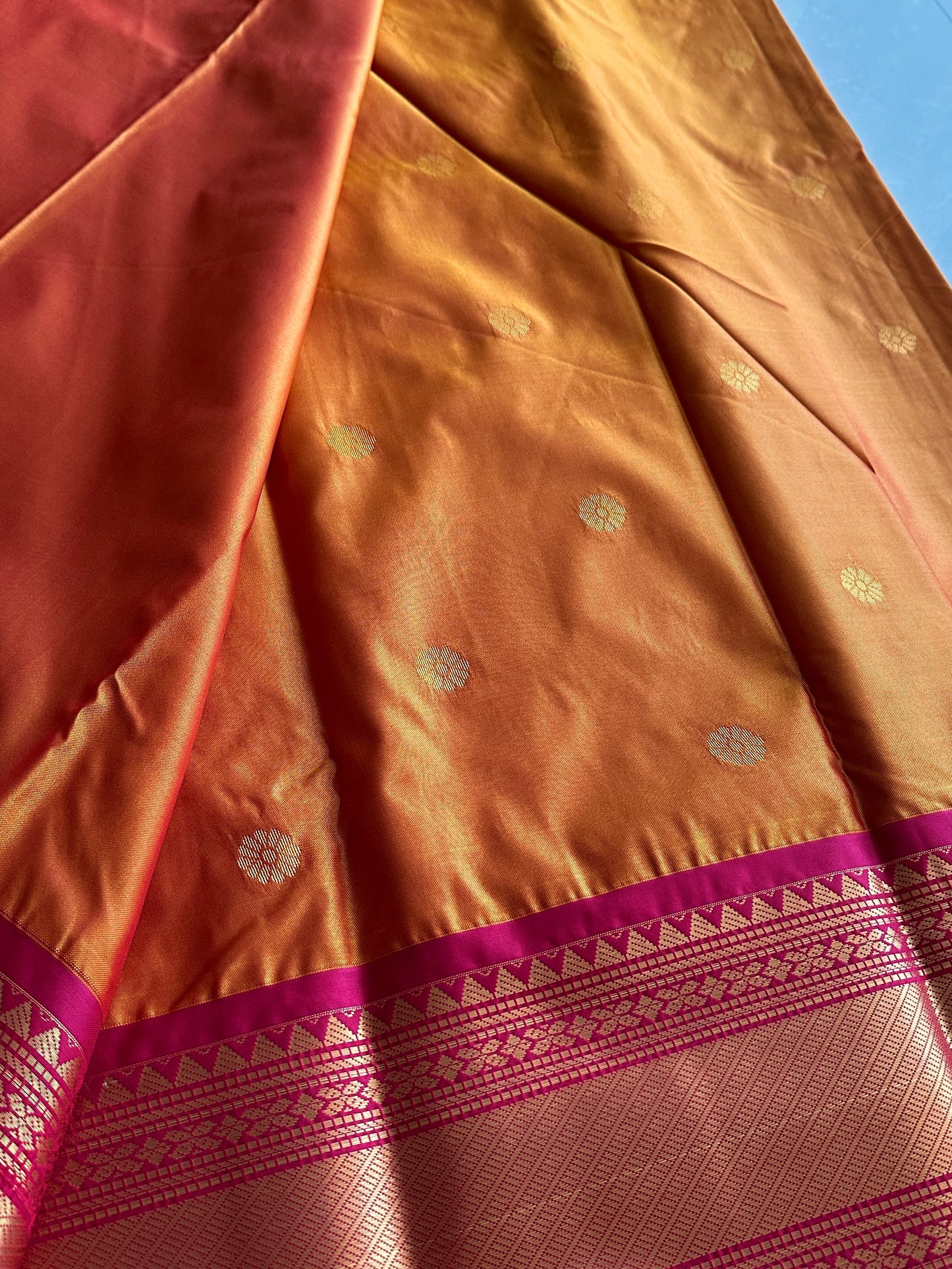 Dual Orange Semi Kanchivaram Pattu Saree