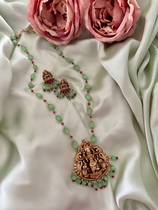 Pastel x pink Precious Bead Vishnu Haaram Set