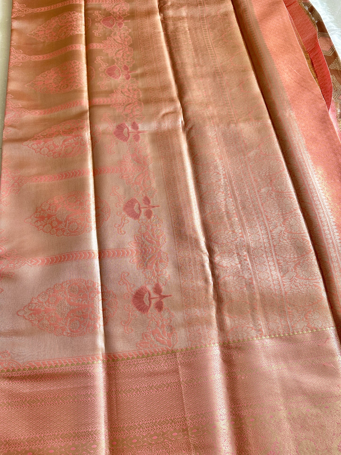 Caffe Latte Geometrical Tissue Silk Saree