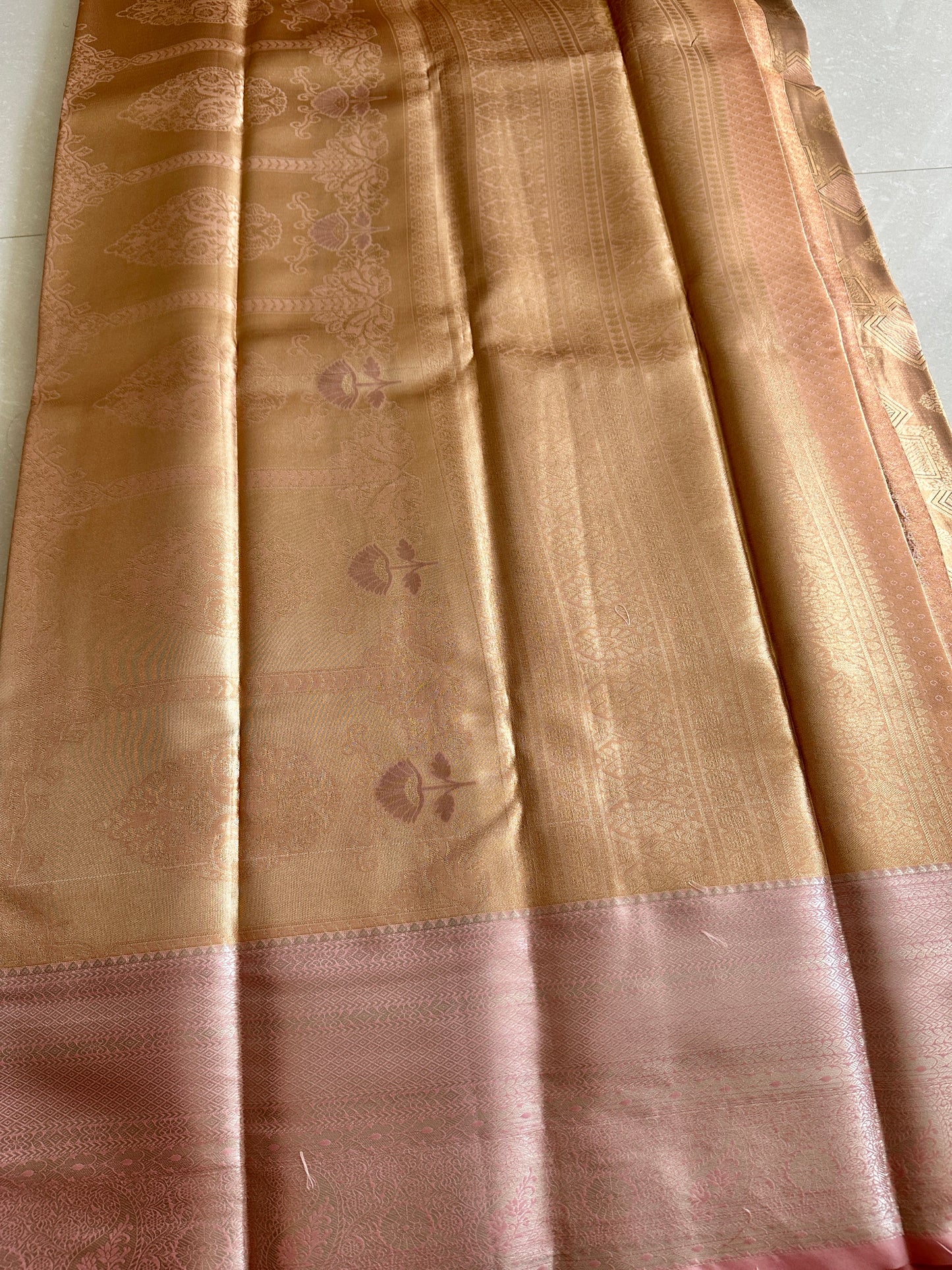 Cocoa Brown Geometrical Tissue Silk Saree