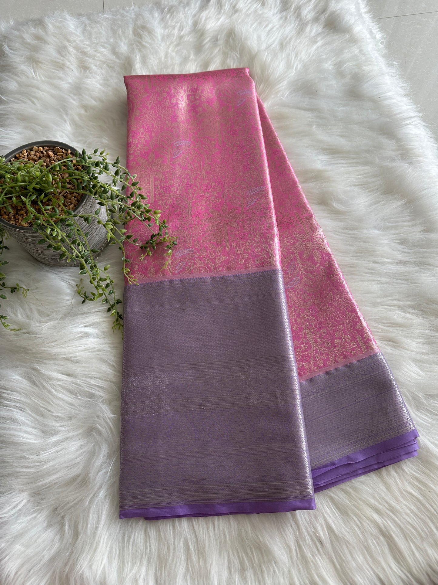 Barbie Pink x Lavender Tissue Silk Saree