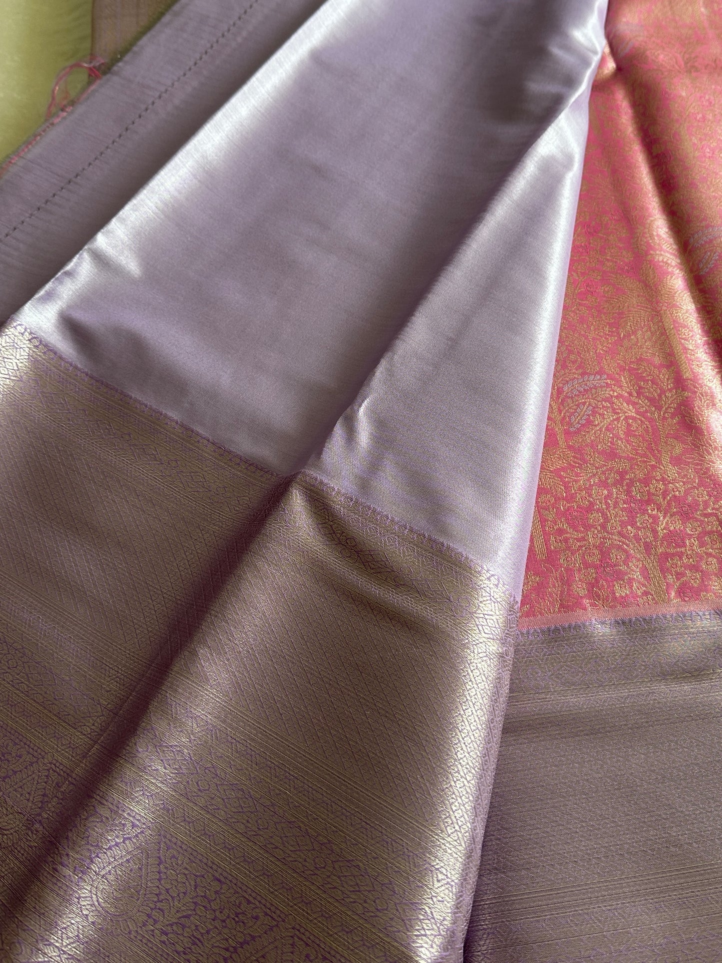 Barbie Pink x Lavender Tissue Silk Saree