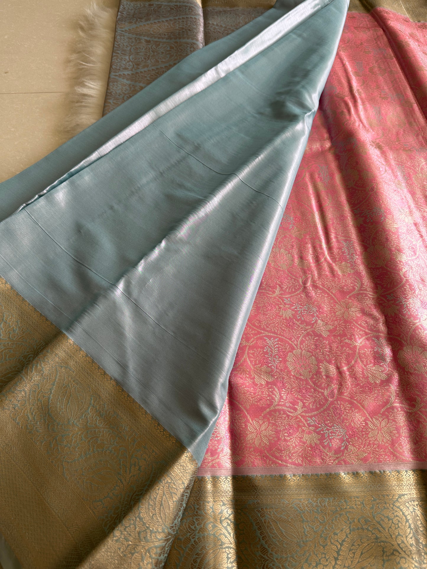 Taffy Pink Tissue Silk Saree