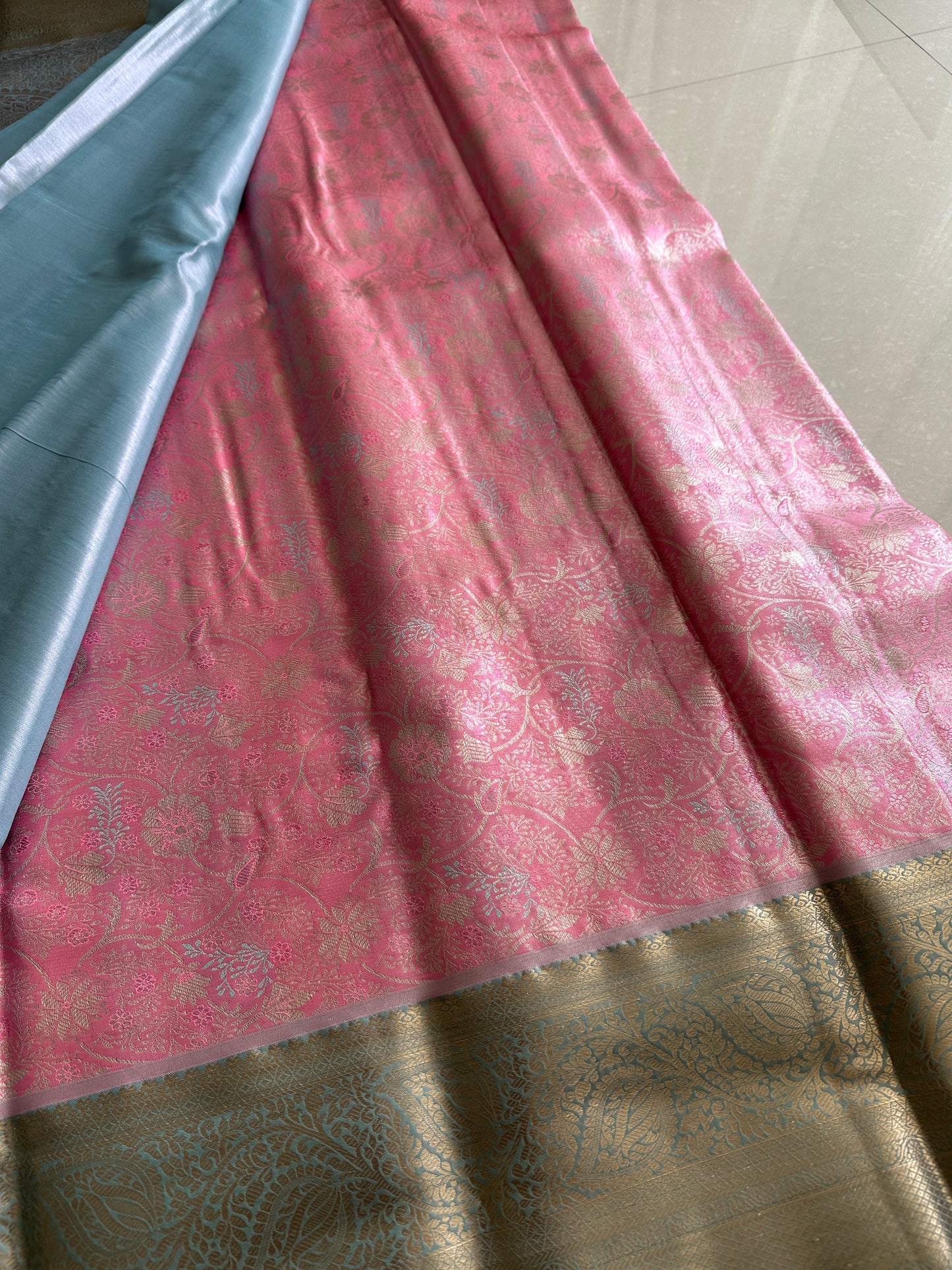 Taffy Pink Tissue Silk Saree