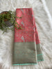 Georgia Peach x pastel blue Tissue Silk Saree
