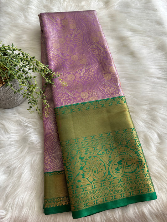 Lavender x Green Tissue Silk Saree