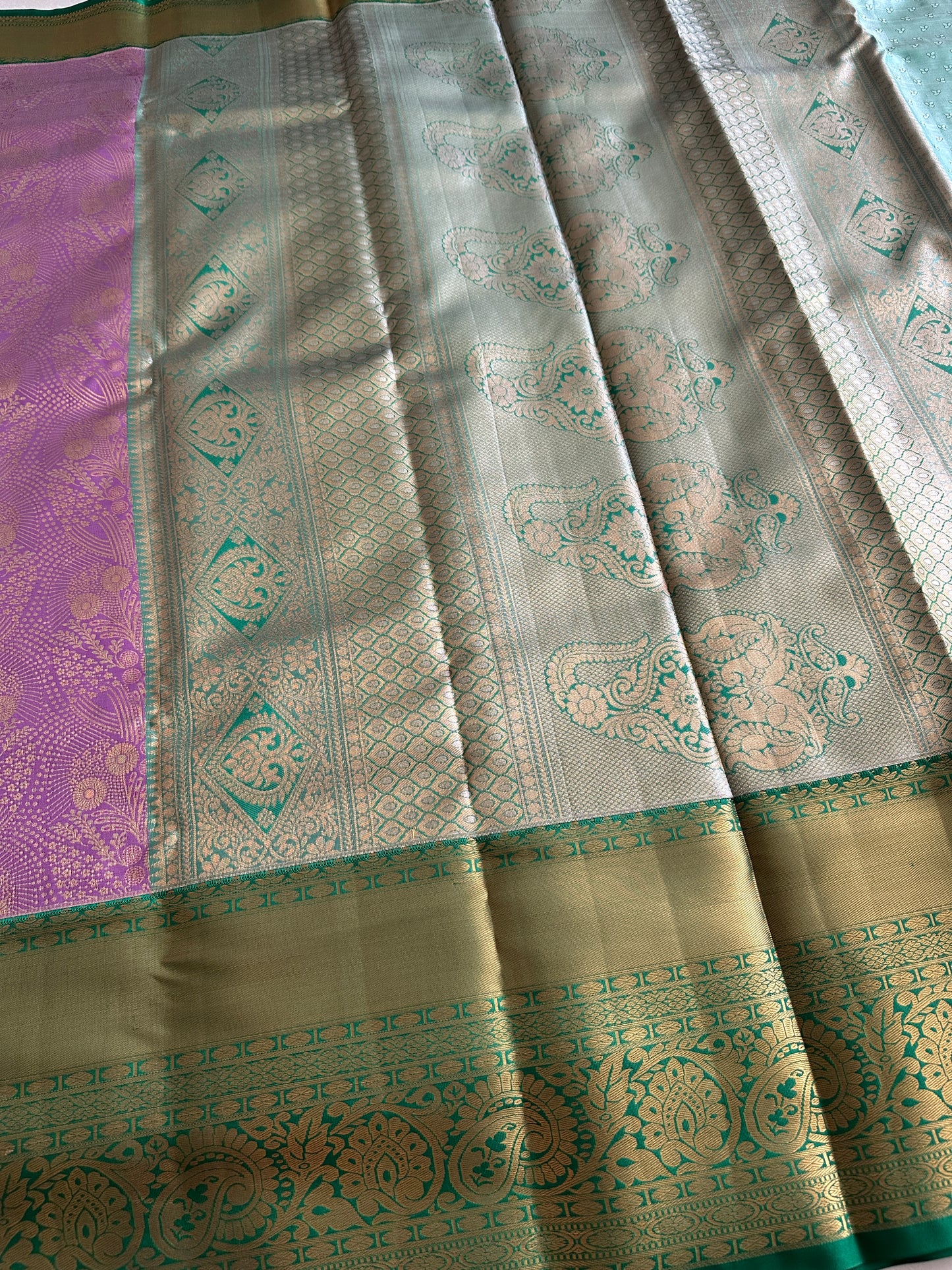 Lavender x Green Tissue Silk Saree