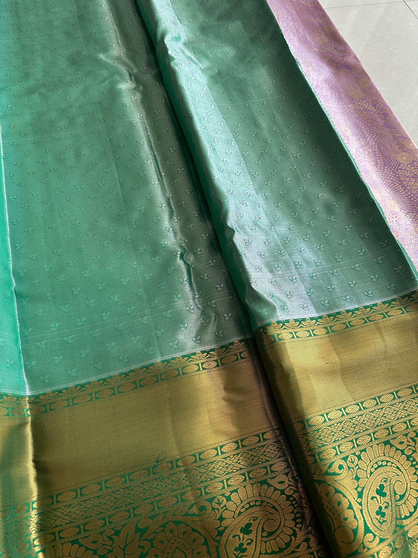 Lavender x Green Tissue Silk Saree