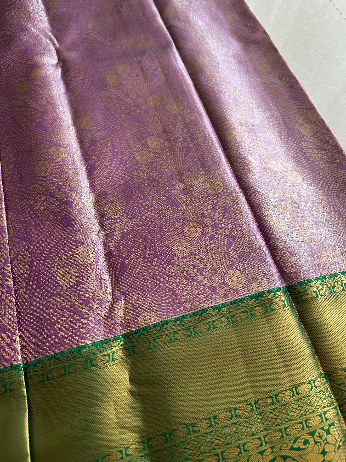 Lavender x Green Tissue Silk Saree