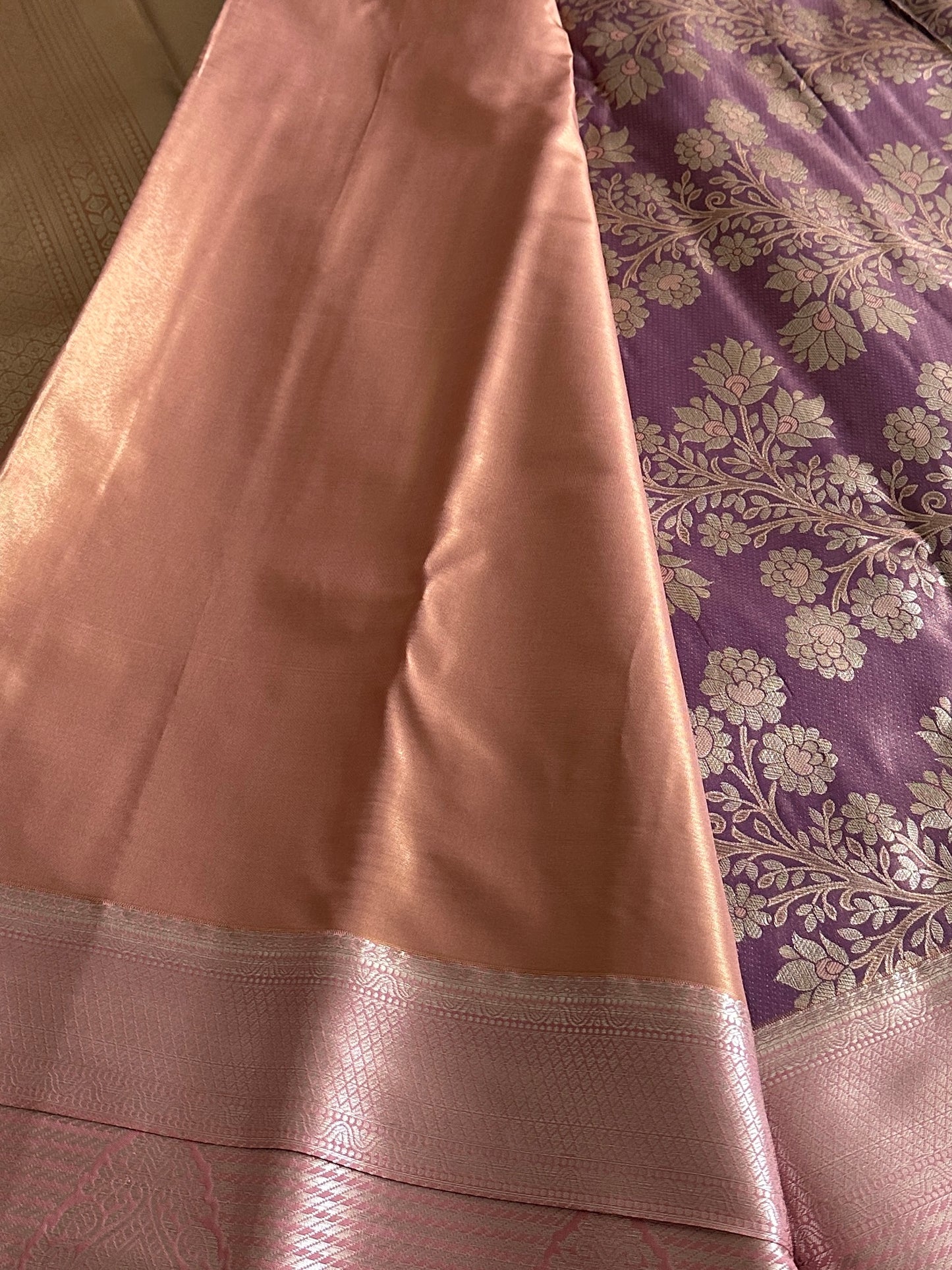 Purple x Gold Dual tone Tissue Silk Saree