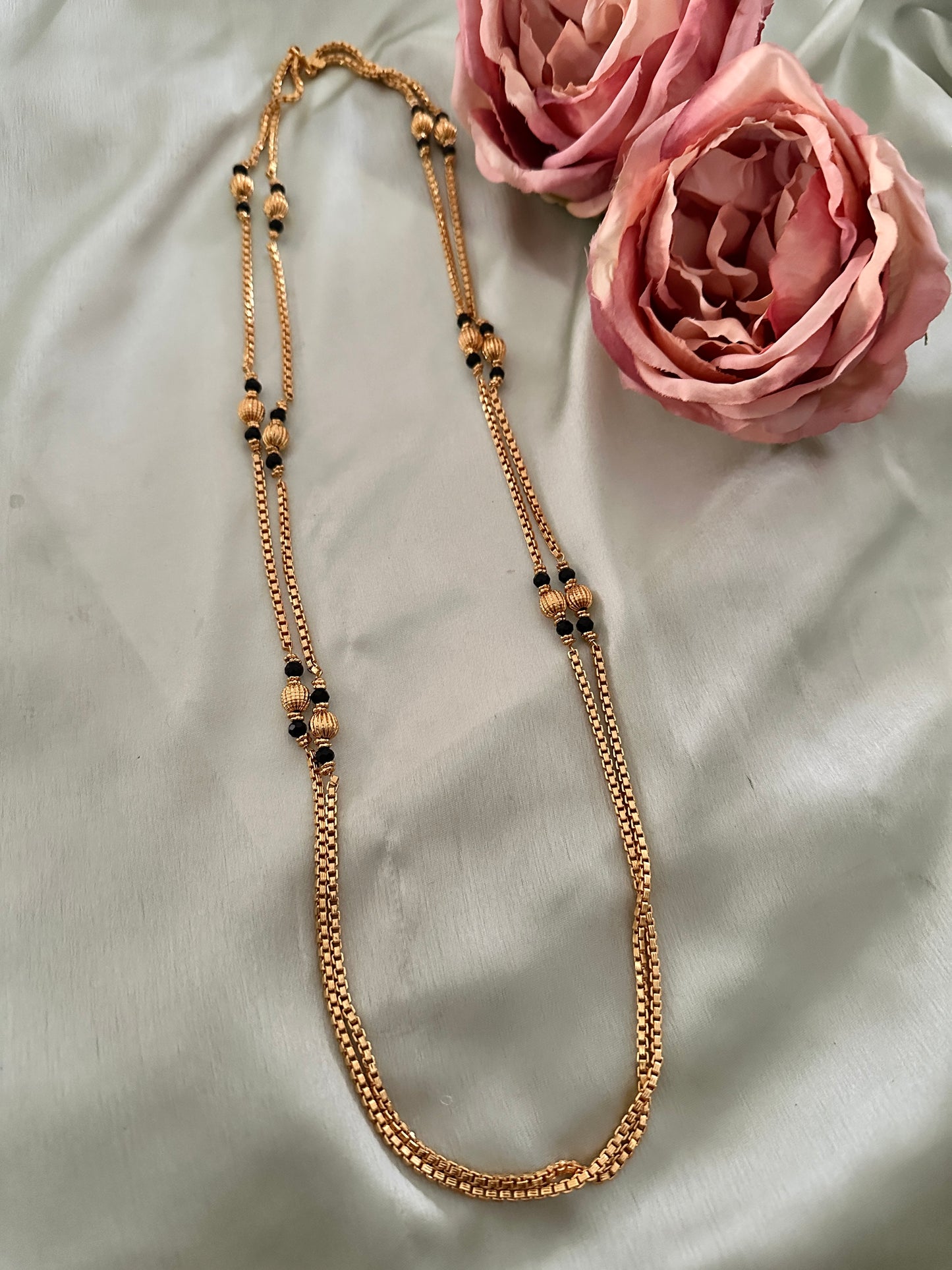 Vintage 2 Layer Gold Chain with beads