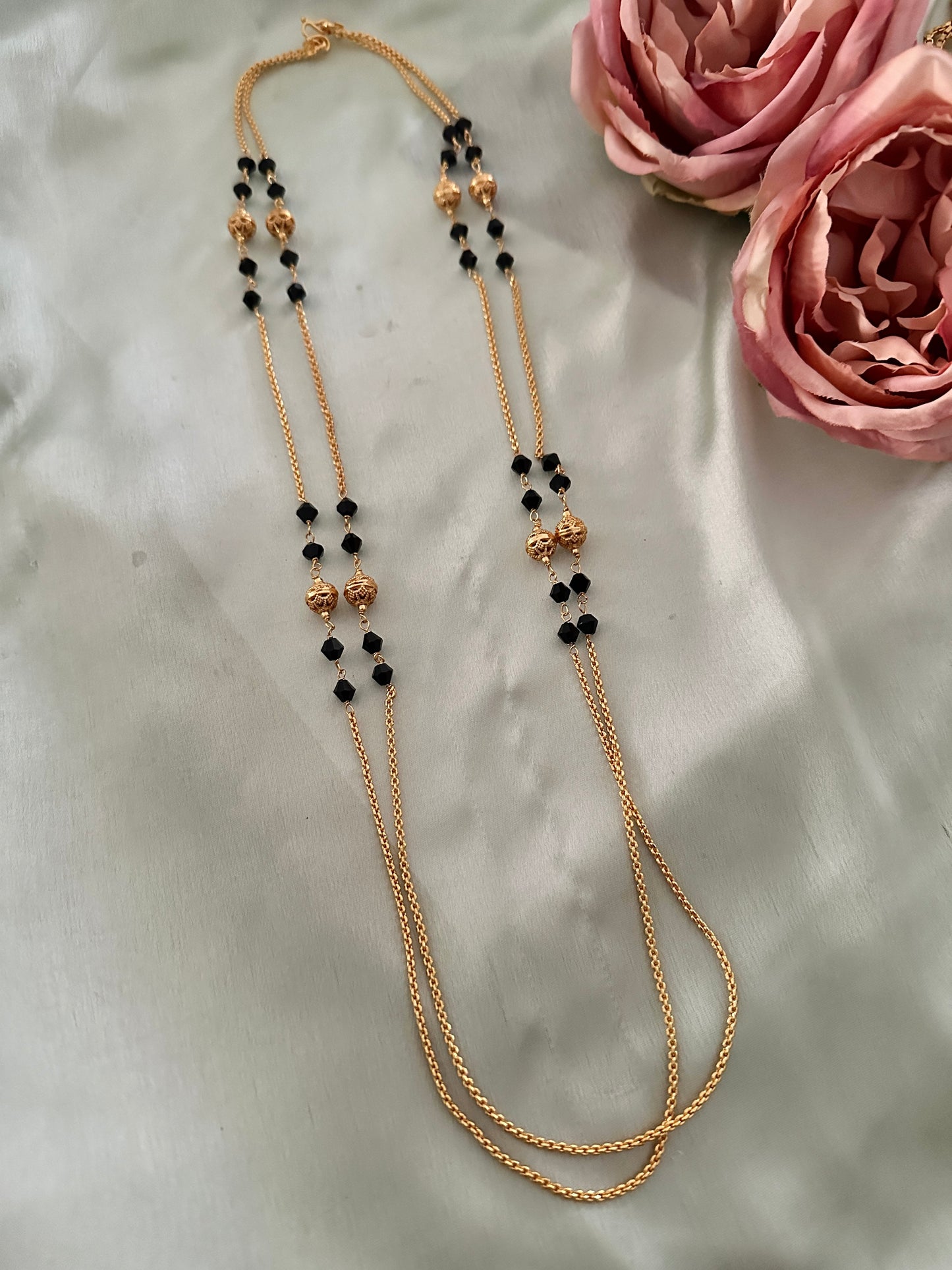 Vintage 2 Layer Gold Chain with beads