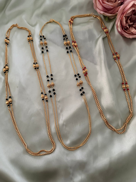 Vintage 2 Layer Gold Chain with beads