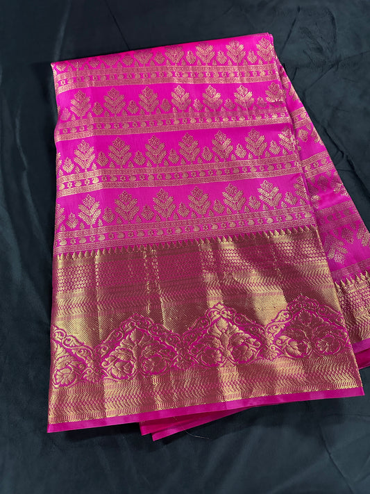 Pop Pink Pine Tissue Kanchi Pattu