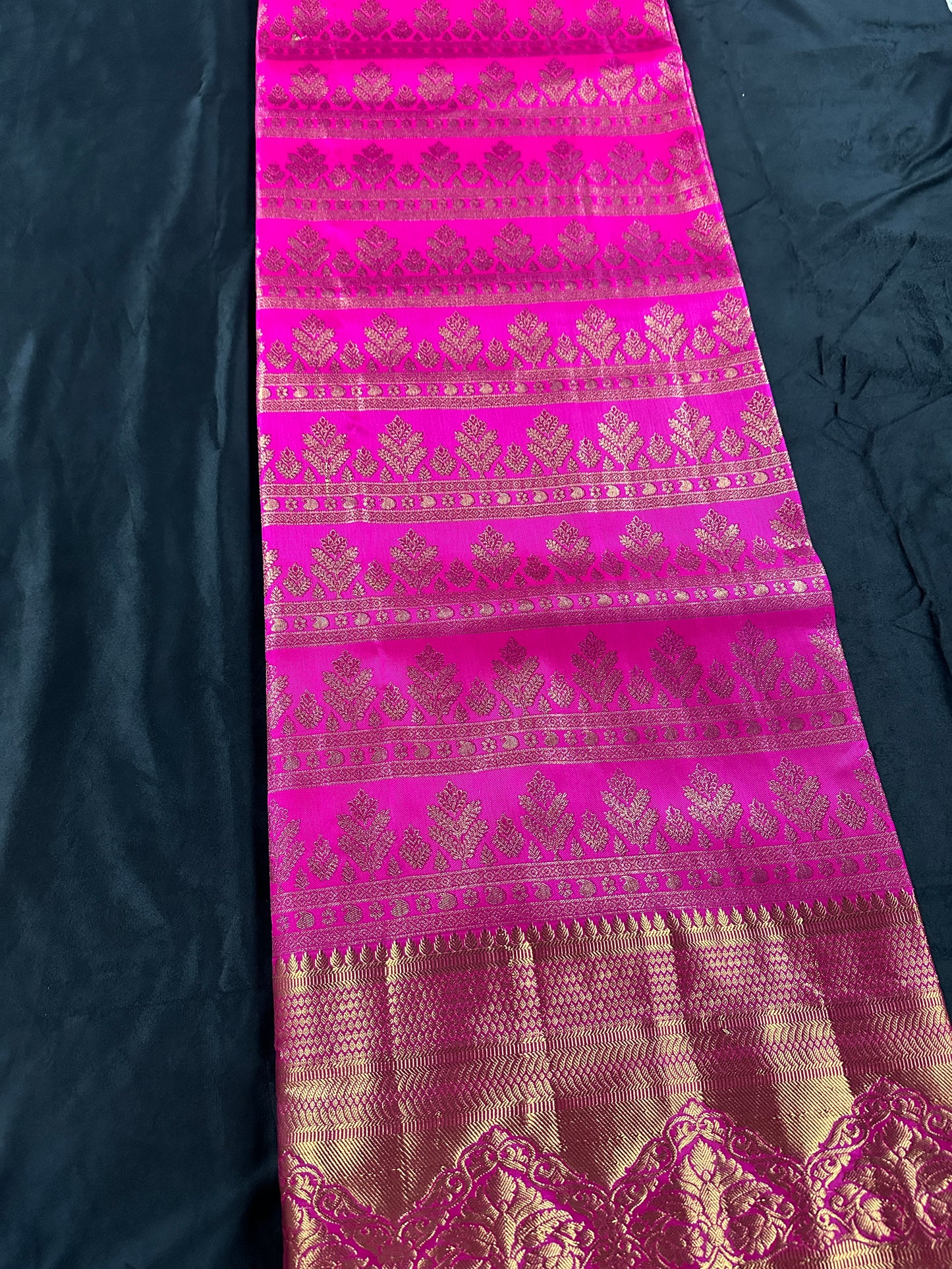 Pop Pink Pine Tissue Kanchi Pattu