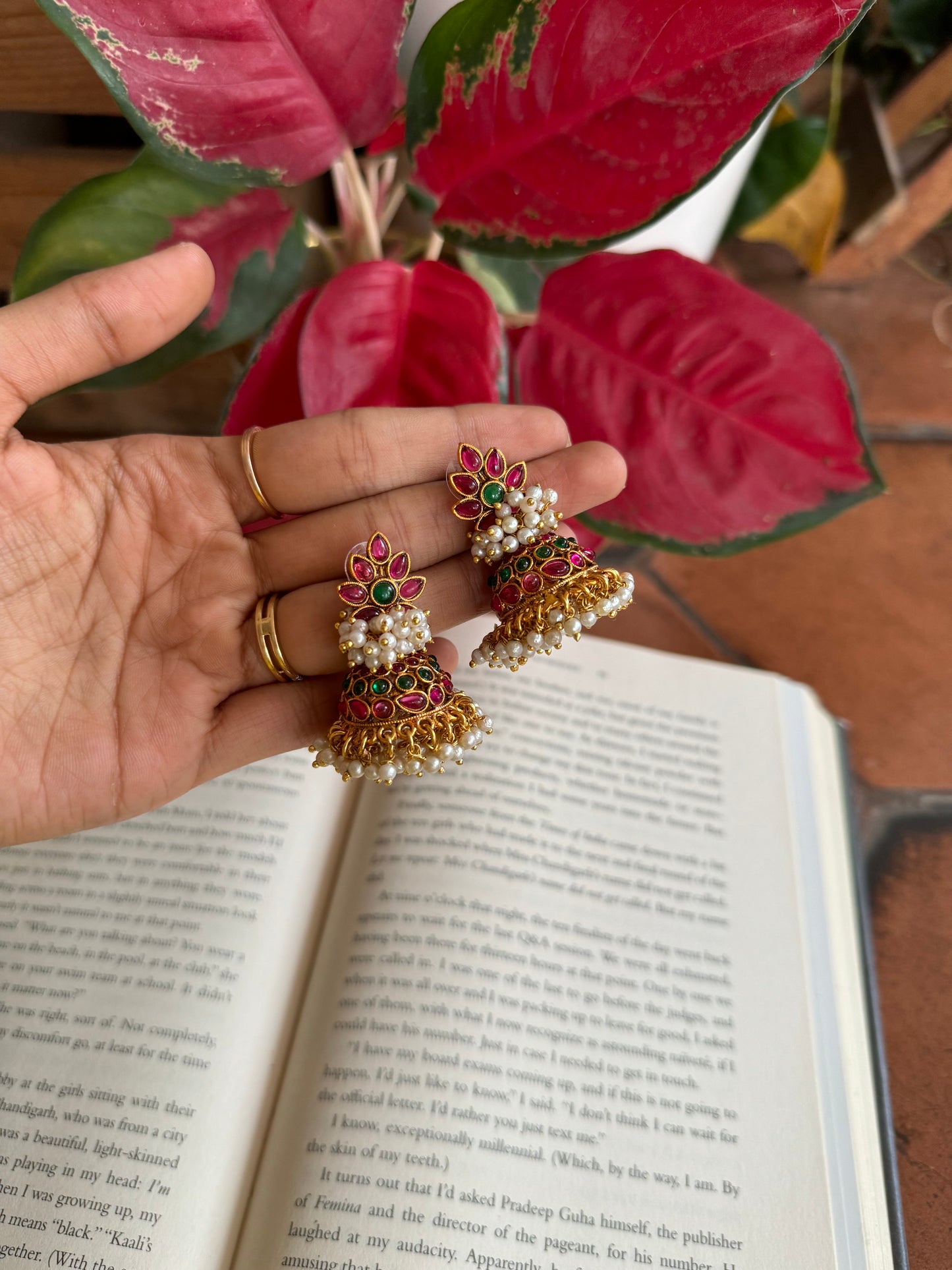 Clustered Pearl Bridal Jhumkas