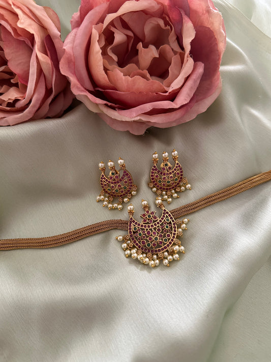 Pearl Chandabali Kemp Choker