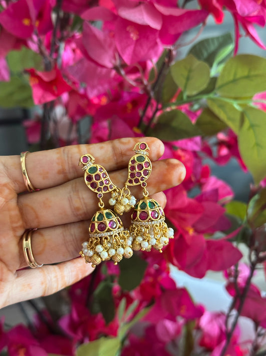 Parrot Kemp Jhumkas