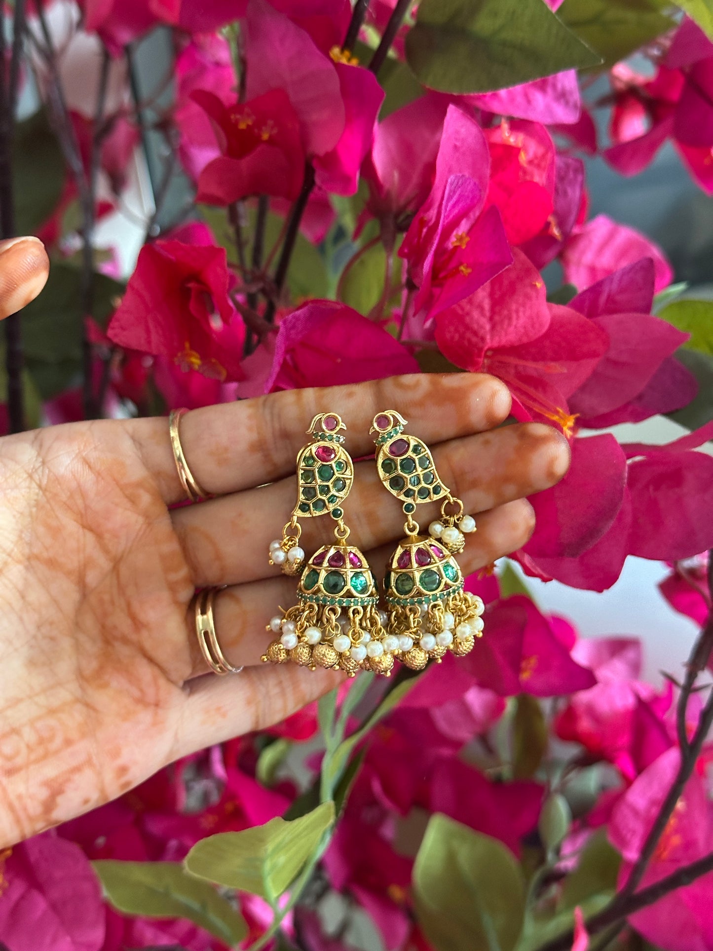 Parrot Kemp Jhumkas