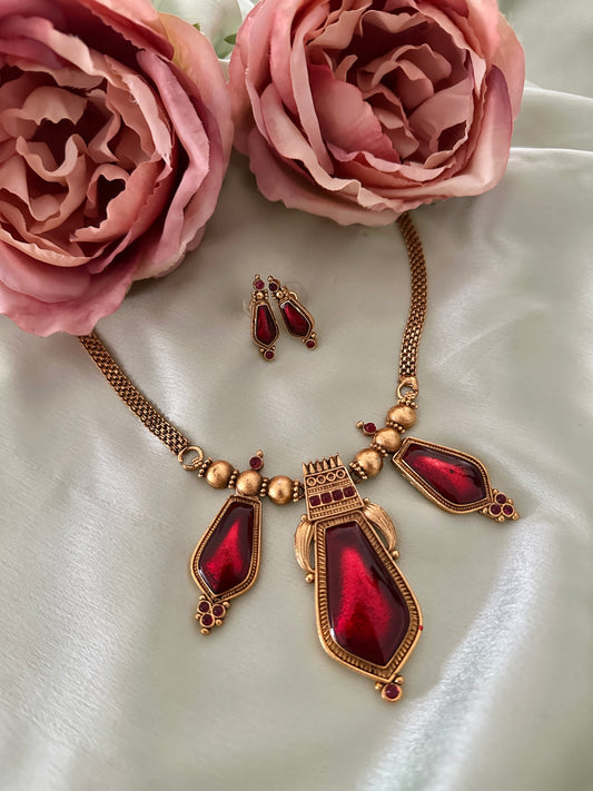 Tri Locket Palakka Choker