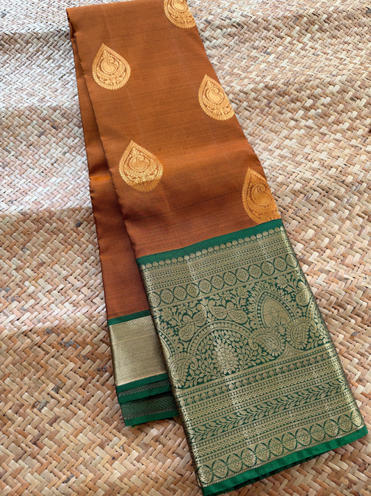 Chocolate Brown Handloom Silk Saree