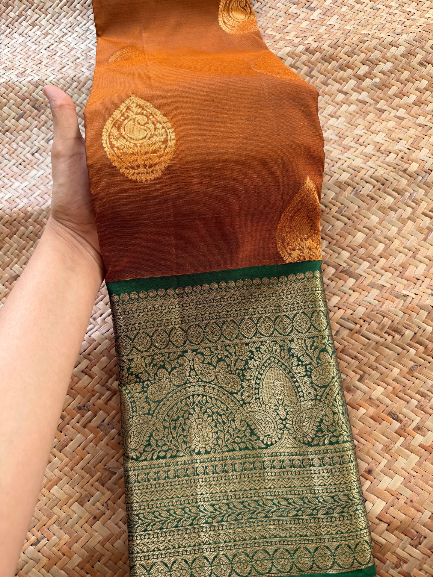 Chocolate Brown Handloom Silk Saree
