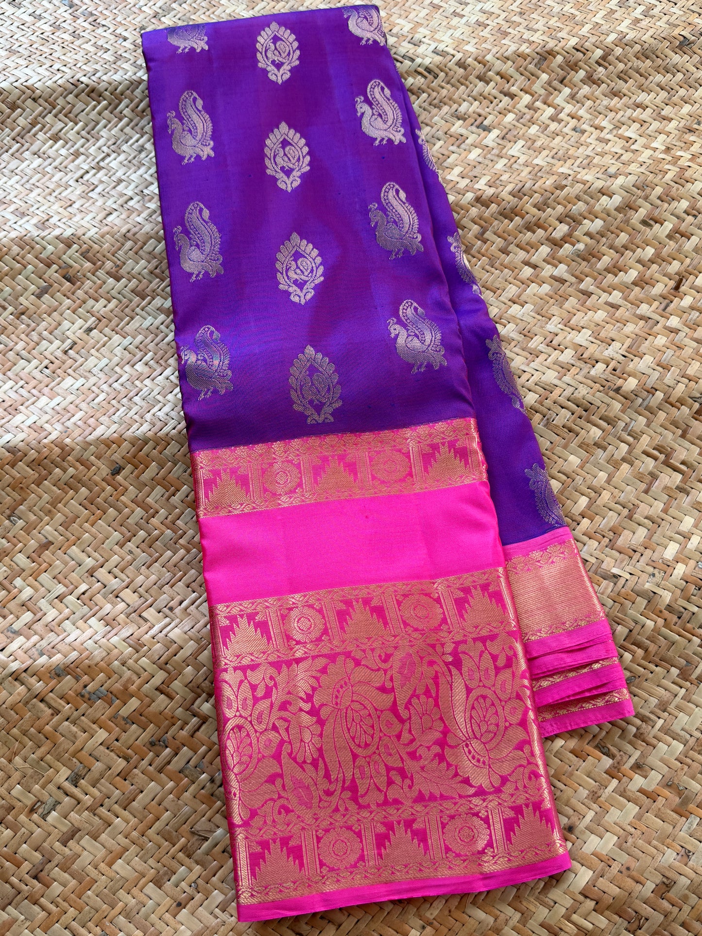 Cadbury Purple Handloom Silk Saree