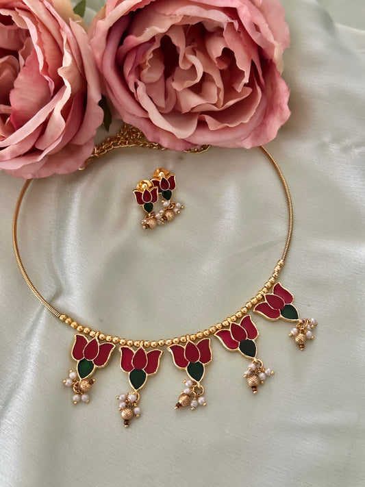 Jadau Lotus Premium Hasli Choker