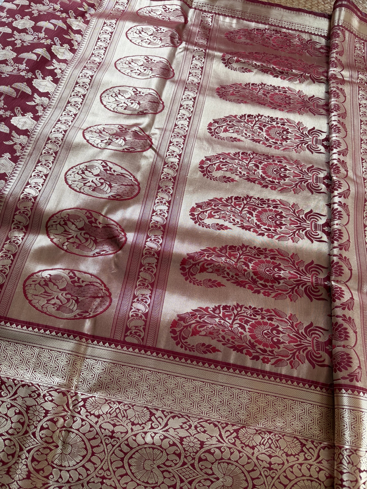 Maroon Semi Kanchi Brocade Pattu