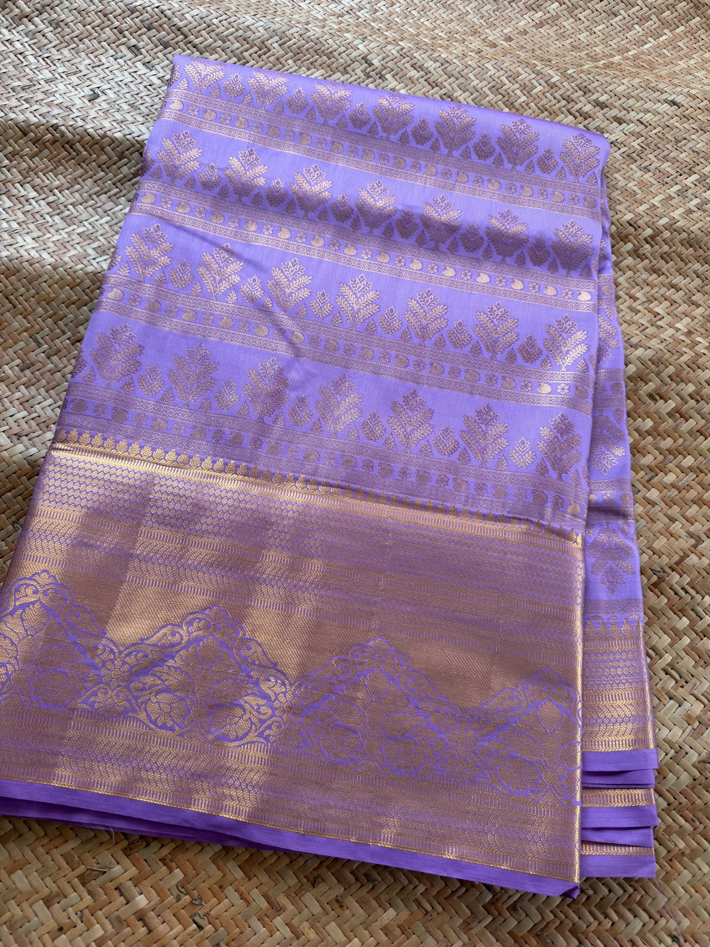 Lavender Pine Semi Kanchi Brocade Pattu