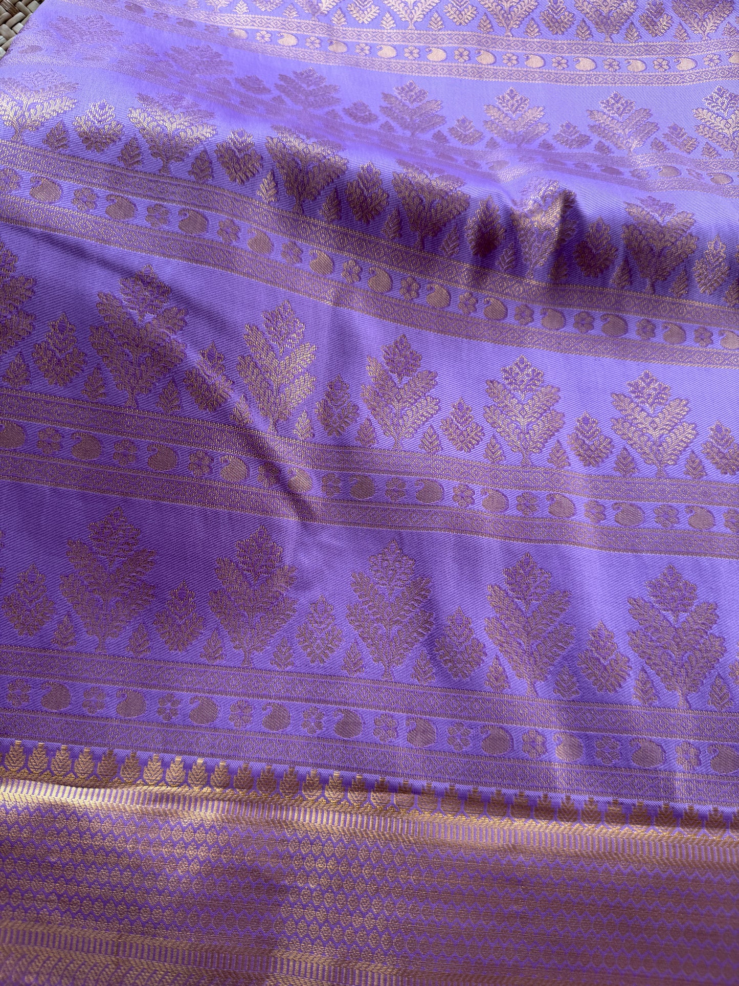 Lavender Pine Semi Kanchi Brocade Pattu