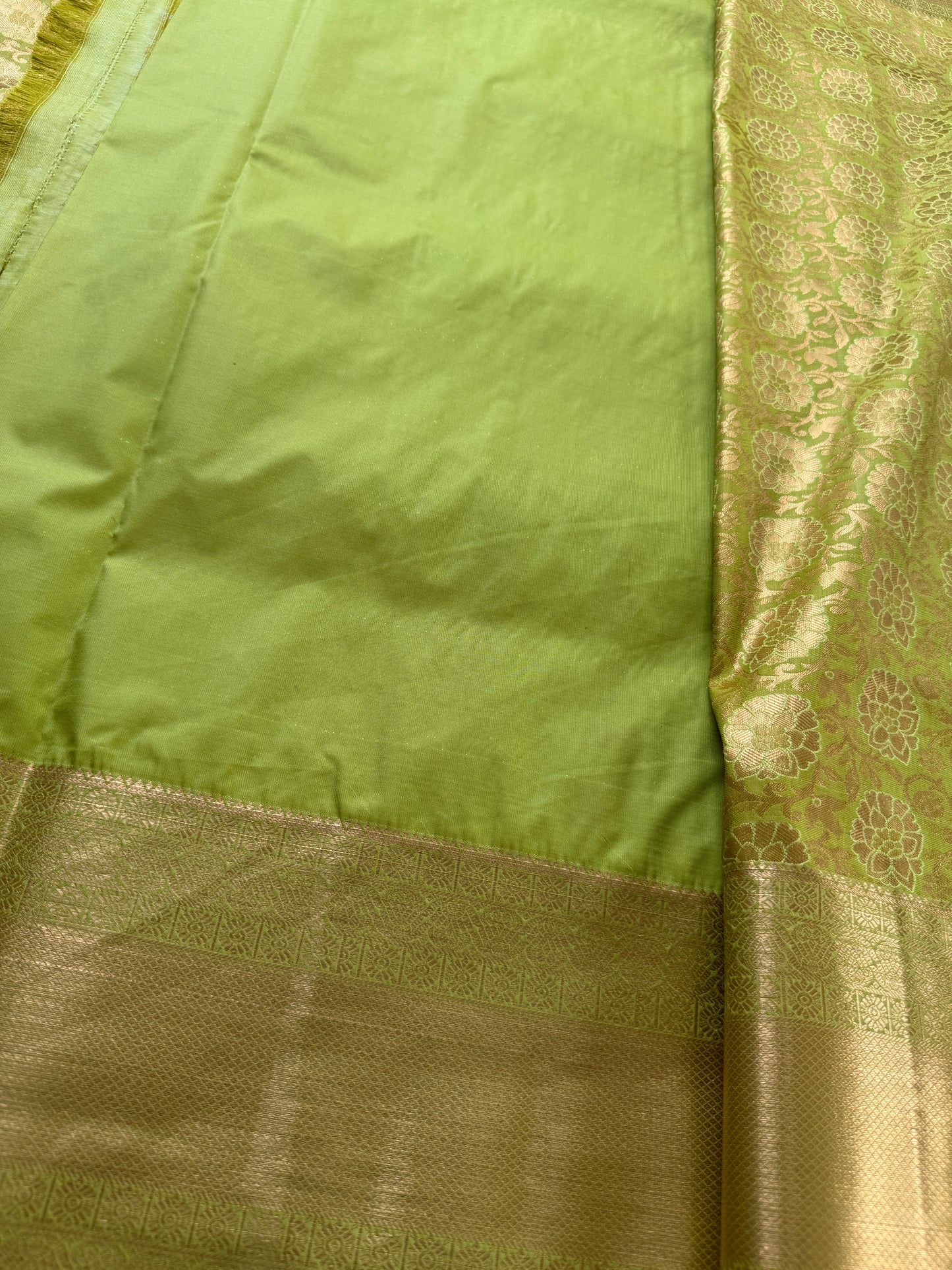Lime Green Semi Kanchi Brocade Pattu