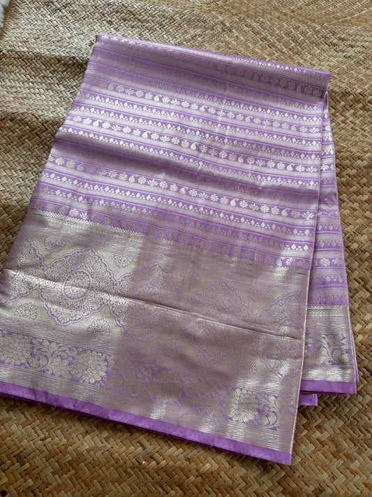 English Lavender Semi Kanchi Brocade Pattu