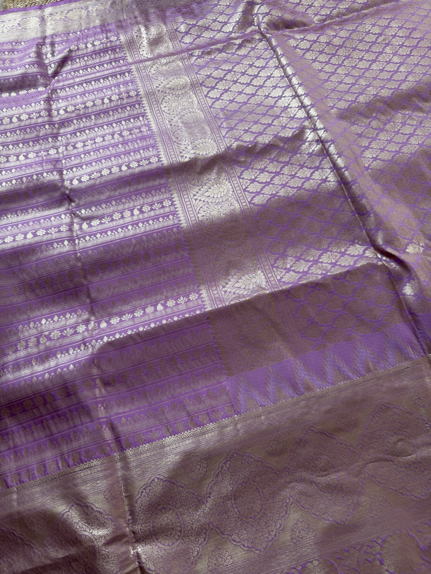 English Lavender Semi Kanchi Brocade Pattu