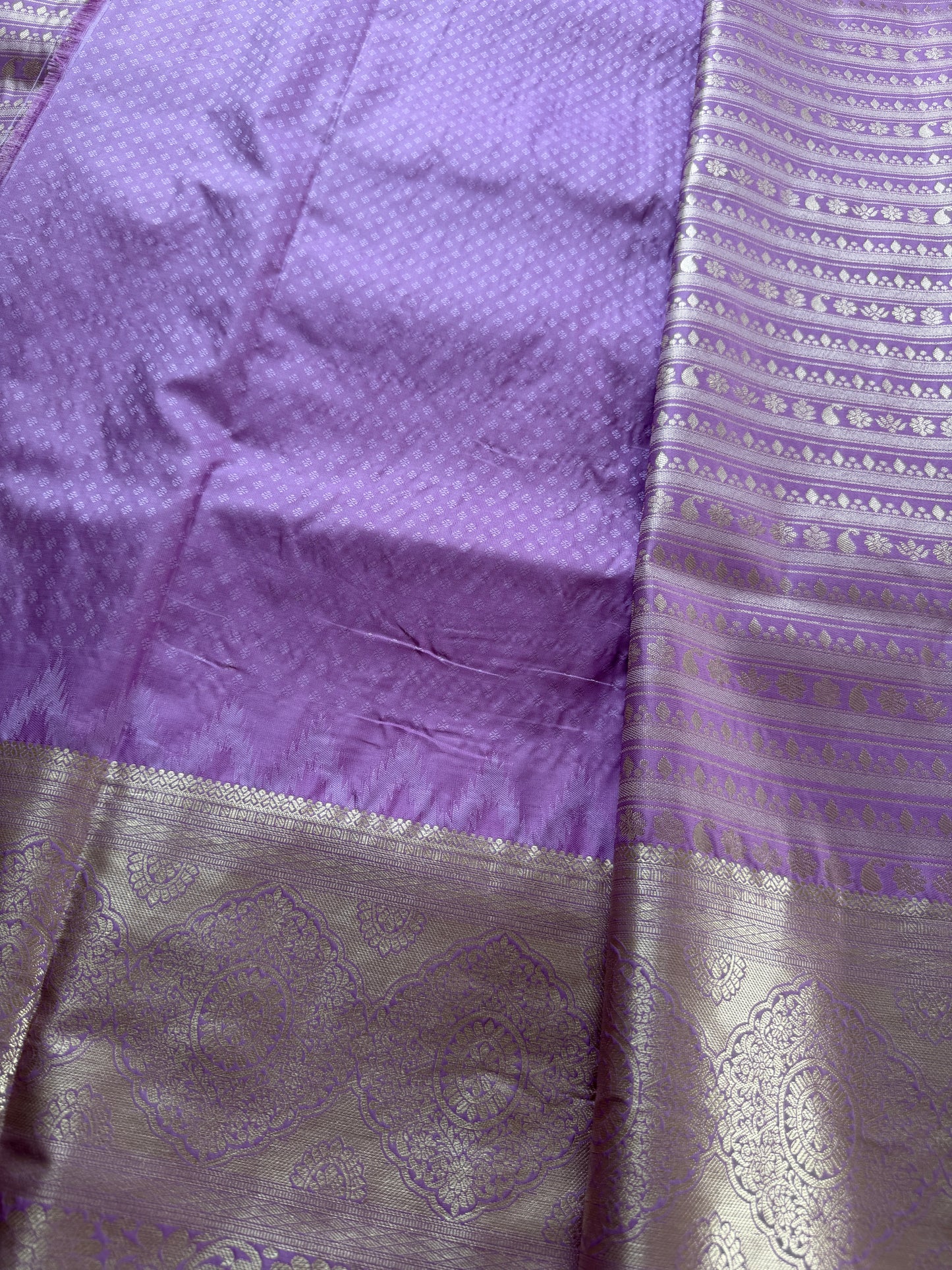 English Lavender Semi Kanchi Brocade Pattu