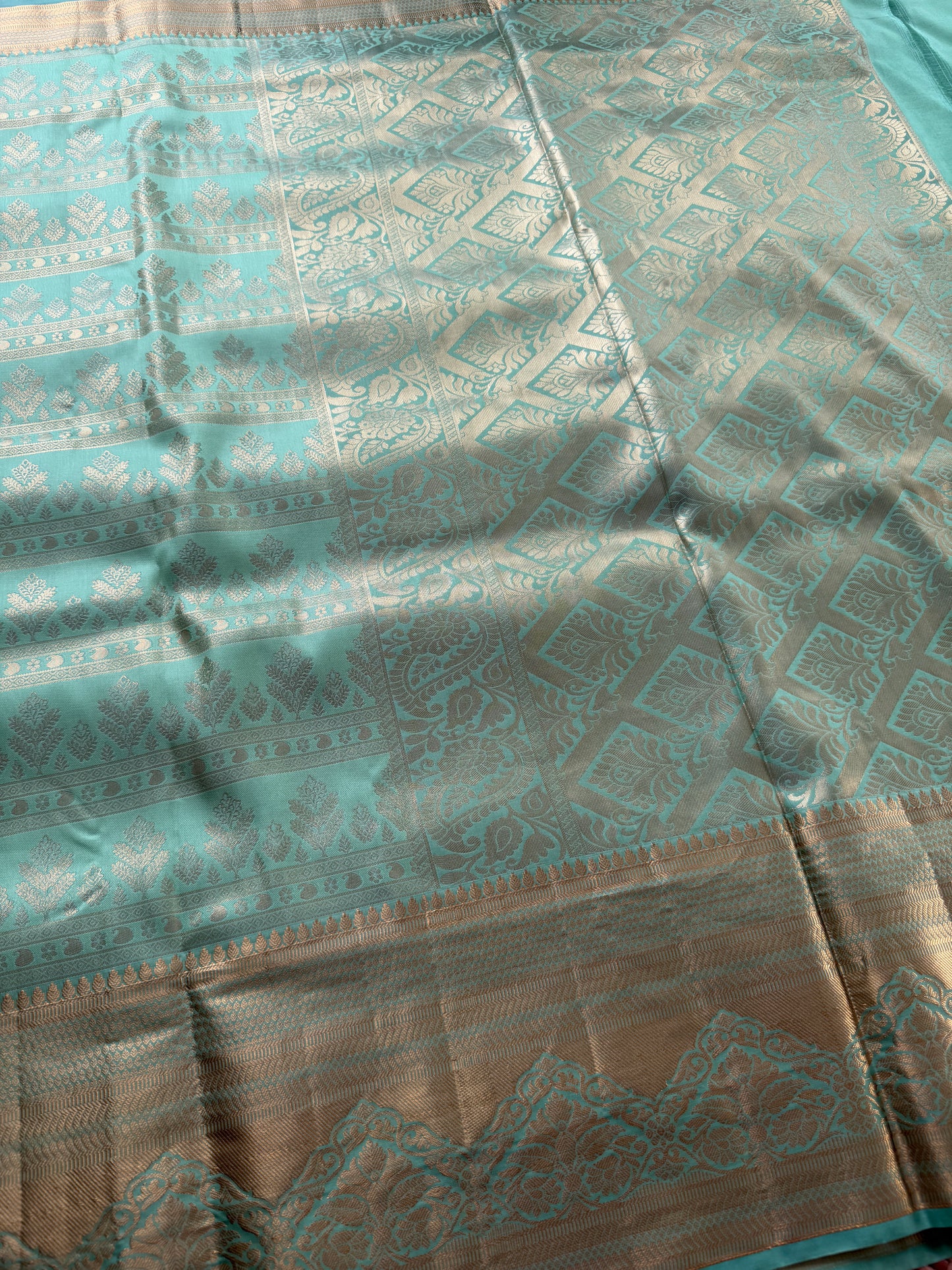 Paste teal Semi Kanchi Brocade Pattu