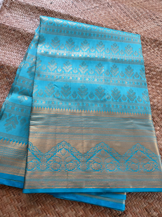 Sky Blue Semi Kanchi Brocade Pattu